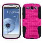 Wholesale Samsung Galaxy S3 Mesh Hybrid Case (Hot Pink Black)
